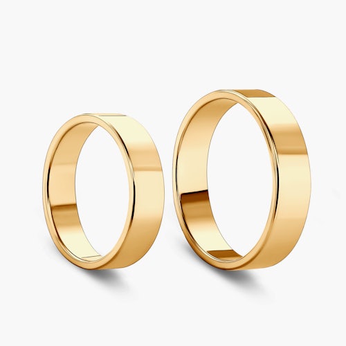 Obrączki ślubne: złote, płaskie, 6 mm